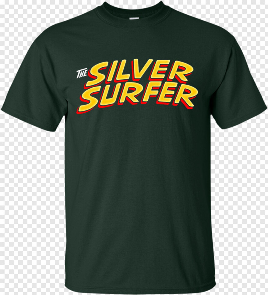  Silver Surfer, Silver Ribbon, Silver Line, Silver Border, White T-shirt, Silver Frame