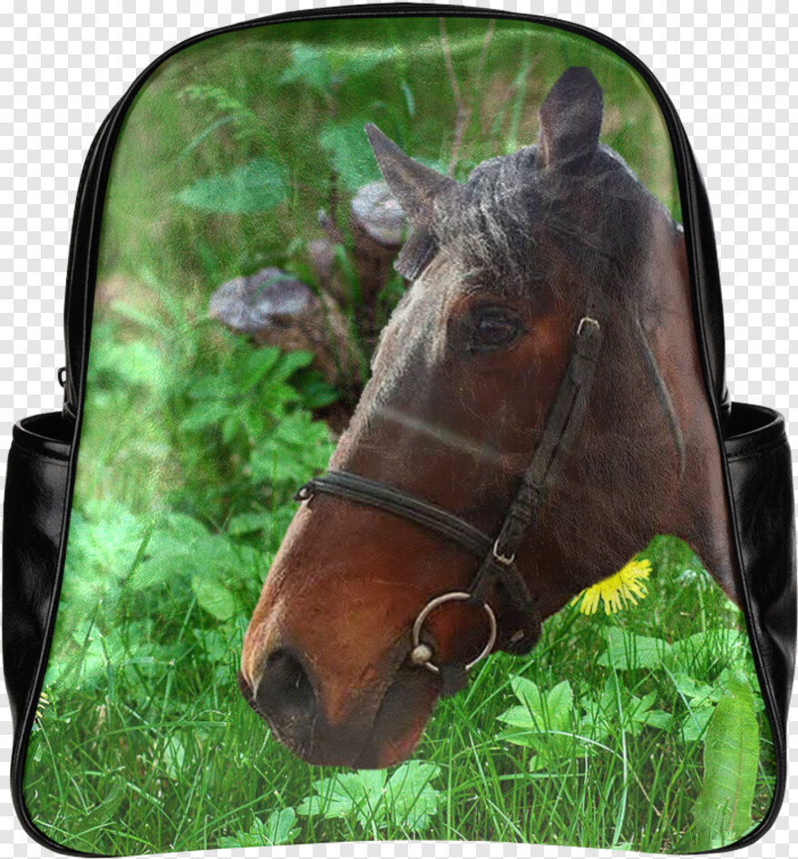  Horse Logo, Grass Hill, Backpack, Green Grass, Horse, Ornamental Grass
