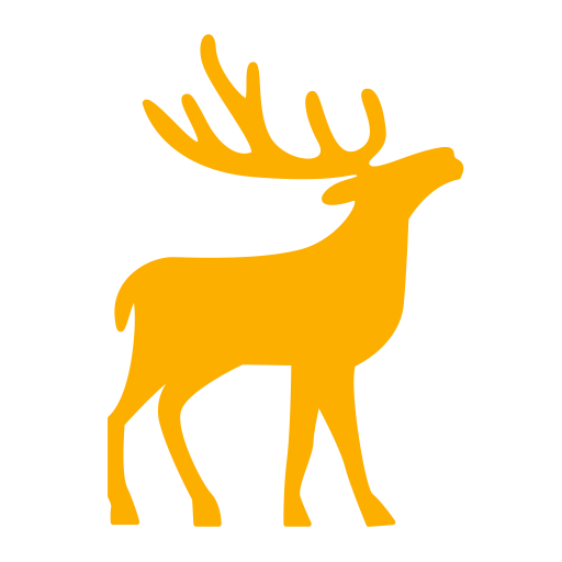 Reindeer,Deer,Yellow,Clip art,Elk,Wildlife,Font,Graphics,Tail,Sticker,Animal figure,Logo,Fawn,Illustration,Moose,Line art