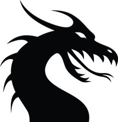 Head,Dragon,Fictional character,Black-and-white,Illustration,Mythical creature,Clip art,Stencil,Graphics,Logo
