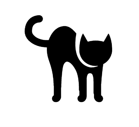 Black cat,Felidae,Cat,Small to medium-sized cats,Tail,Logo,Clip art,Graphics,Black-and-white,Carnivore,Silhouette,Whiskers