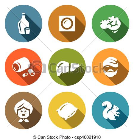 Alcoholism, drunk man, alcohol addiction icons. Vector icons 