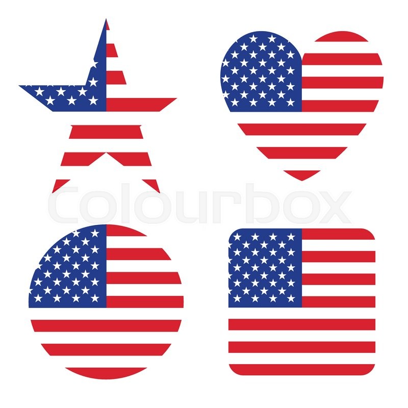 Vector Illustration Of American Flag Icon On White Background 