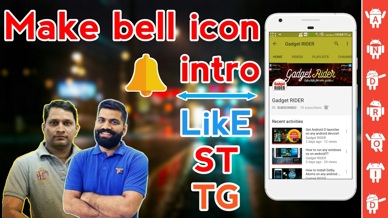 How To Make A press the bell Icon ?? Intro On Android 