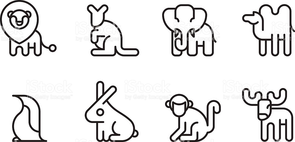 Black and white animal icon set Royalty Free Vector Image