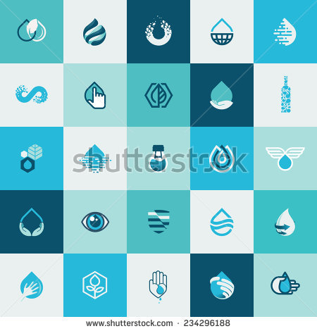 Blue three pure drop silhouette for aqua icon | Stock Vector 