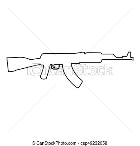 Vector kalashnikov assault rifle icon isolated on white vector 