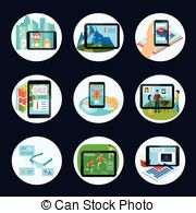 Augmented reality icons set, simple style Stock Vector Art 