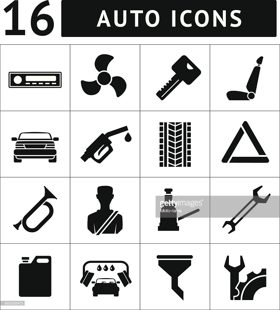 Vector Auto Parts Icons Set Stock Vector - Illustration of mirror 