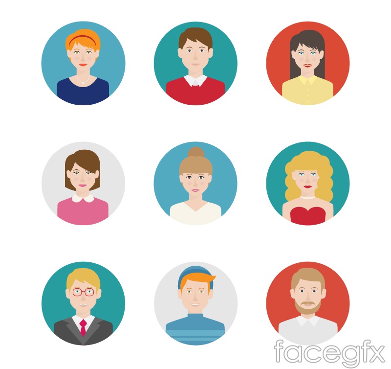 Flat Avatar Icons Faces People Symbols Signs Stock Vector 