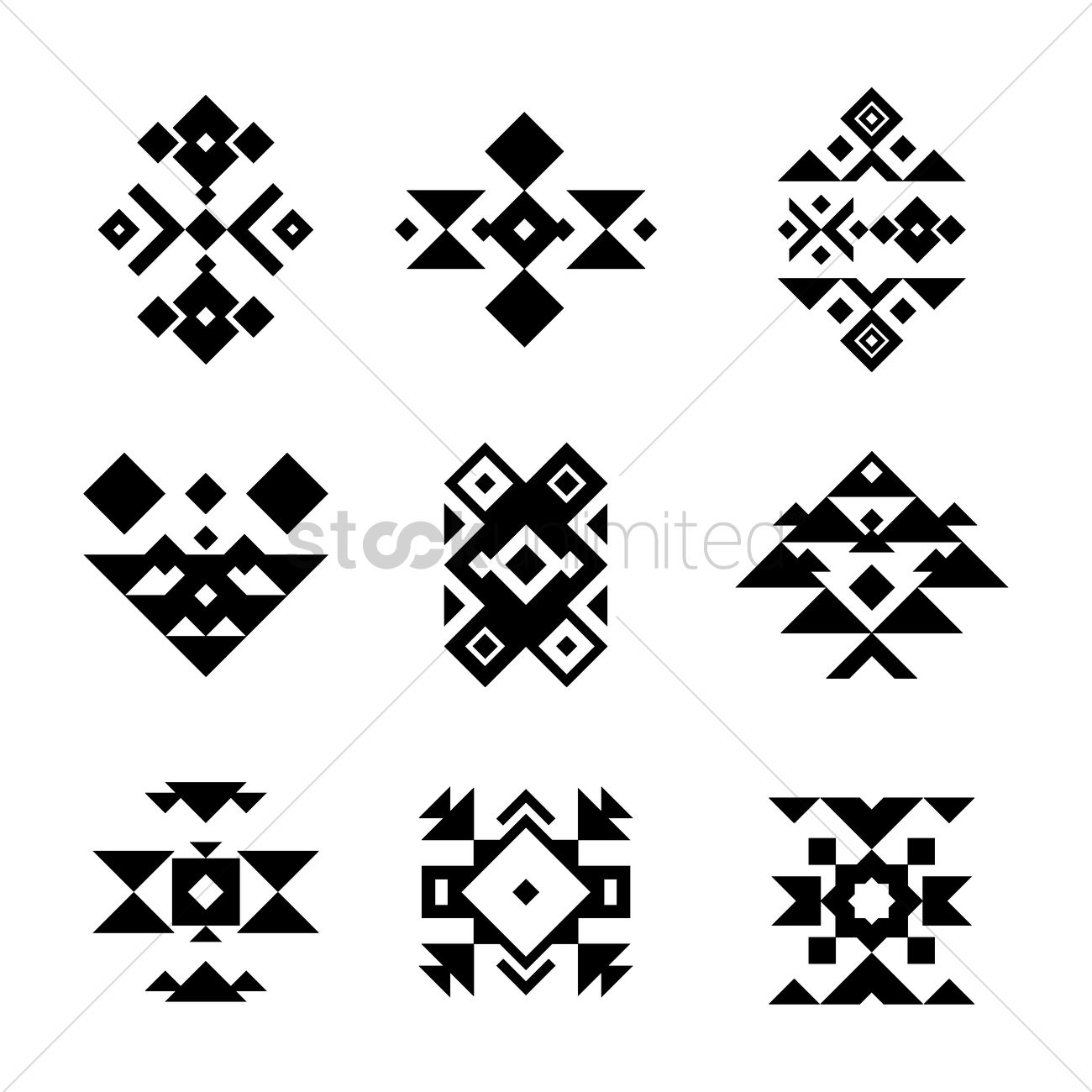 Set Of Aztec Symbol Alphabets In Black Color Stock Vector 