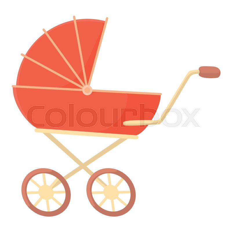 Pram baby carriage icon flat style Royalty Free Vector Image