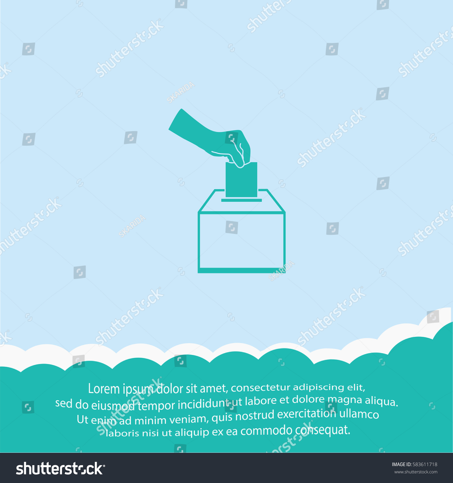 Hand Pressing Button Text Vote Icon Stock Vector 578005984 