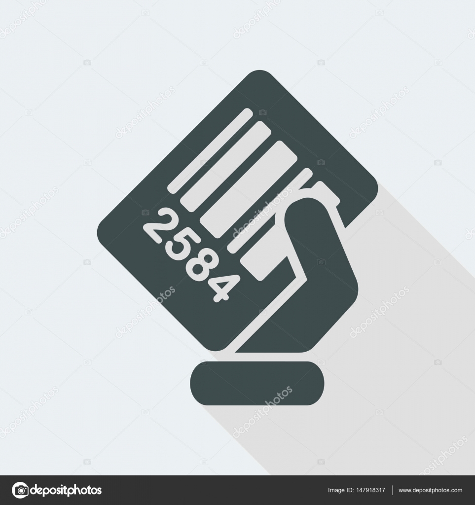 Barcode label with human hand icon set Stock Photo, Royalty Free 