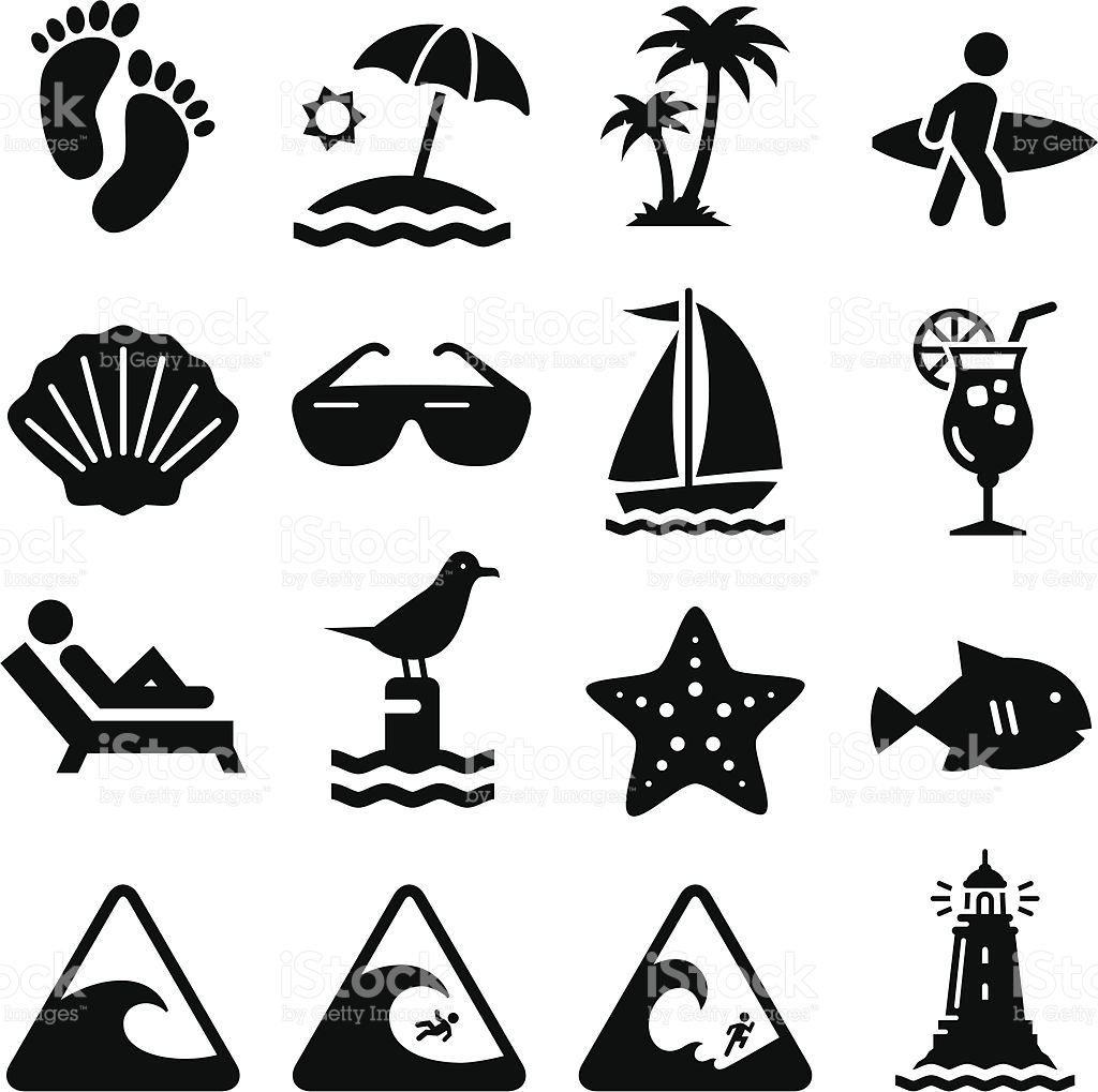 Palm Trees, Exotic Holidays on Beach Vector Icons by RedKoala 