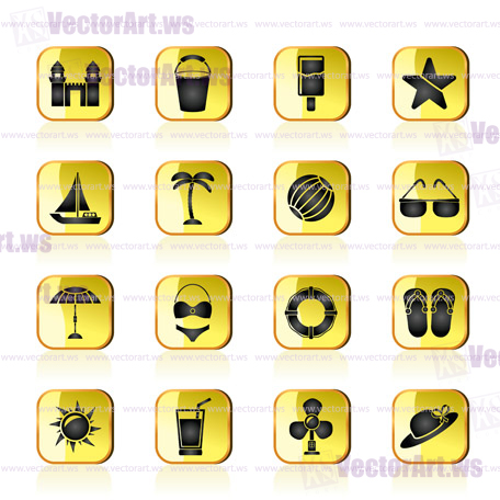 Beach icons, mono vector symbols | Stock Vector | Colourbox