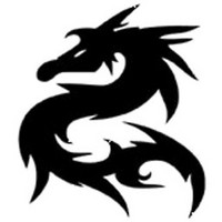Stencil,Black-and-white,Fictional character,Illustration,Dragon,Mythical creature,Clip art,Temporary tattoo,Logo,Tattoo,Graphics