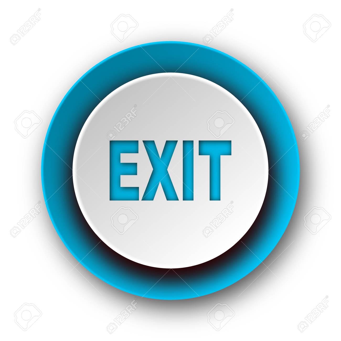 Blue App Button With Exit Icon On White. Royalty Free Cliparts 