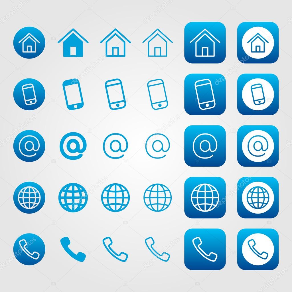 Set of dark blue internet, social and multimedia icons Royalty 