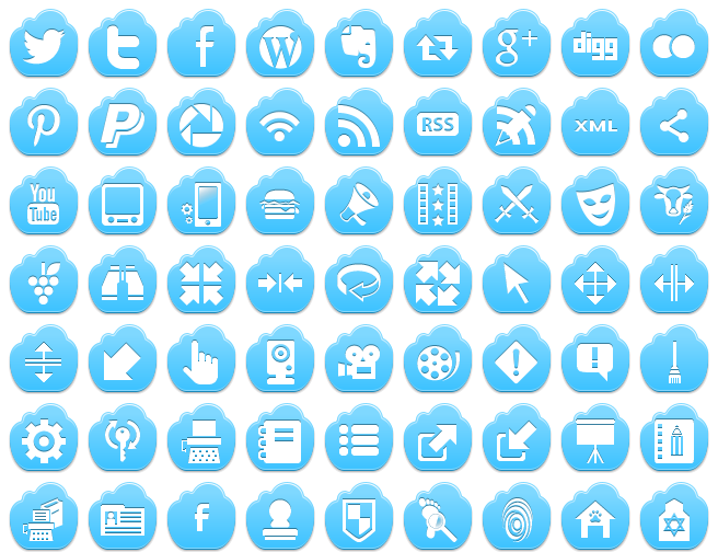Set of blue navigation web icons isolated on white background 