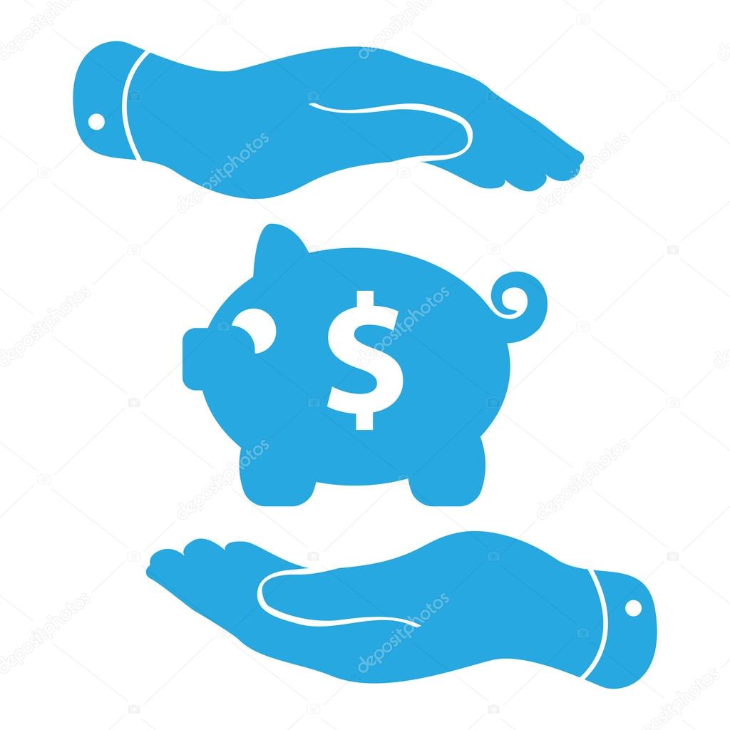Flat Blue Piggy Bank Icon On Stock Vector 362020556 - 