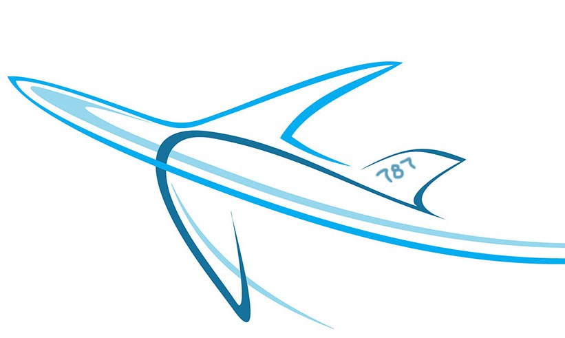 Boeing-787 dreamliner silhouette. Passenger boeing-787 vectors 