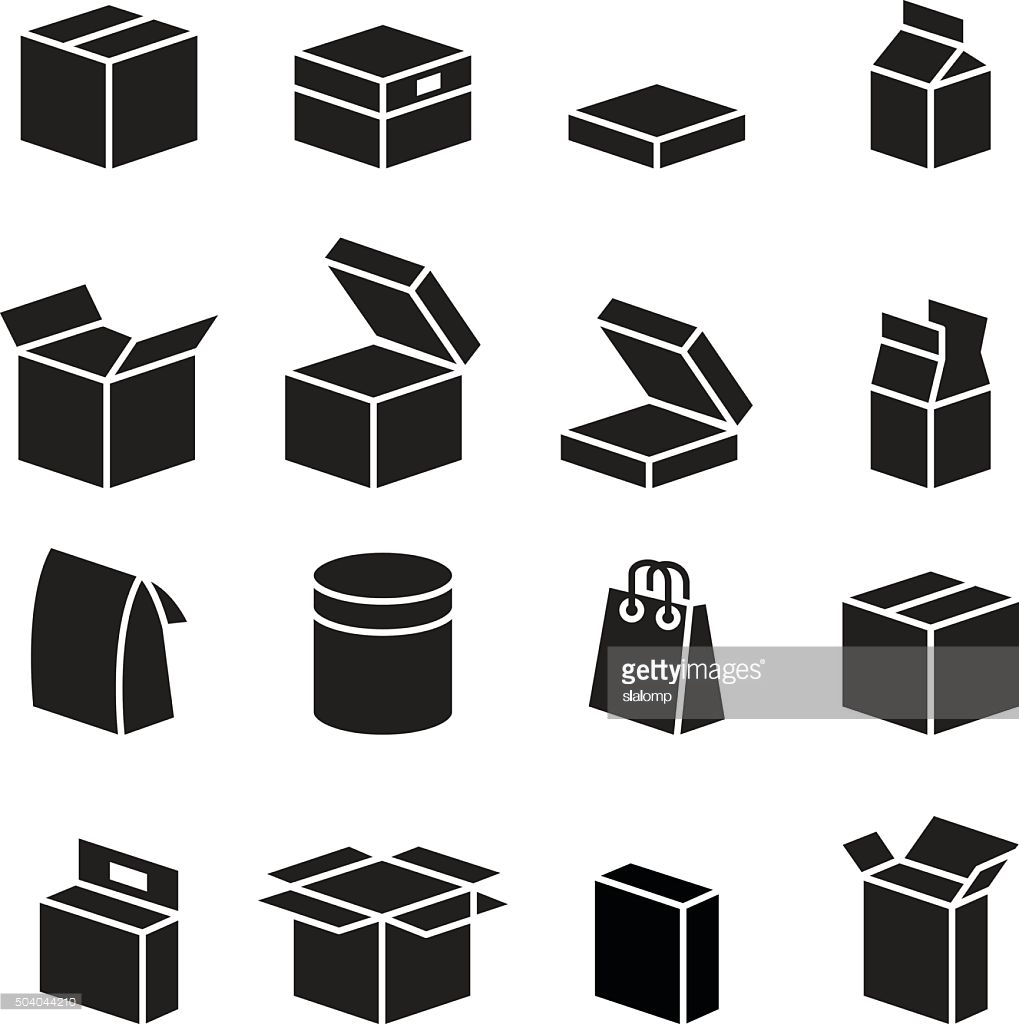 Vector black boxs pictogram icons set. Mail Box icon. | Stock 