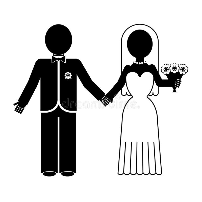 Wedding dress icon Bride and groom rings symbol Vector Image