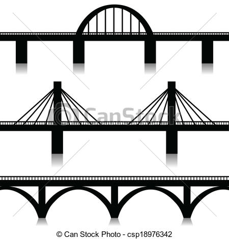 Bridges set. Illustration of silhouette of bridges as a eps 