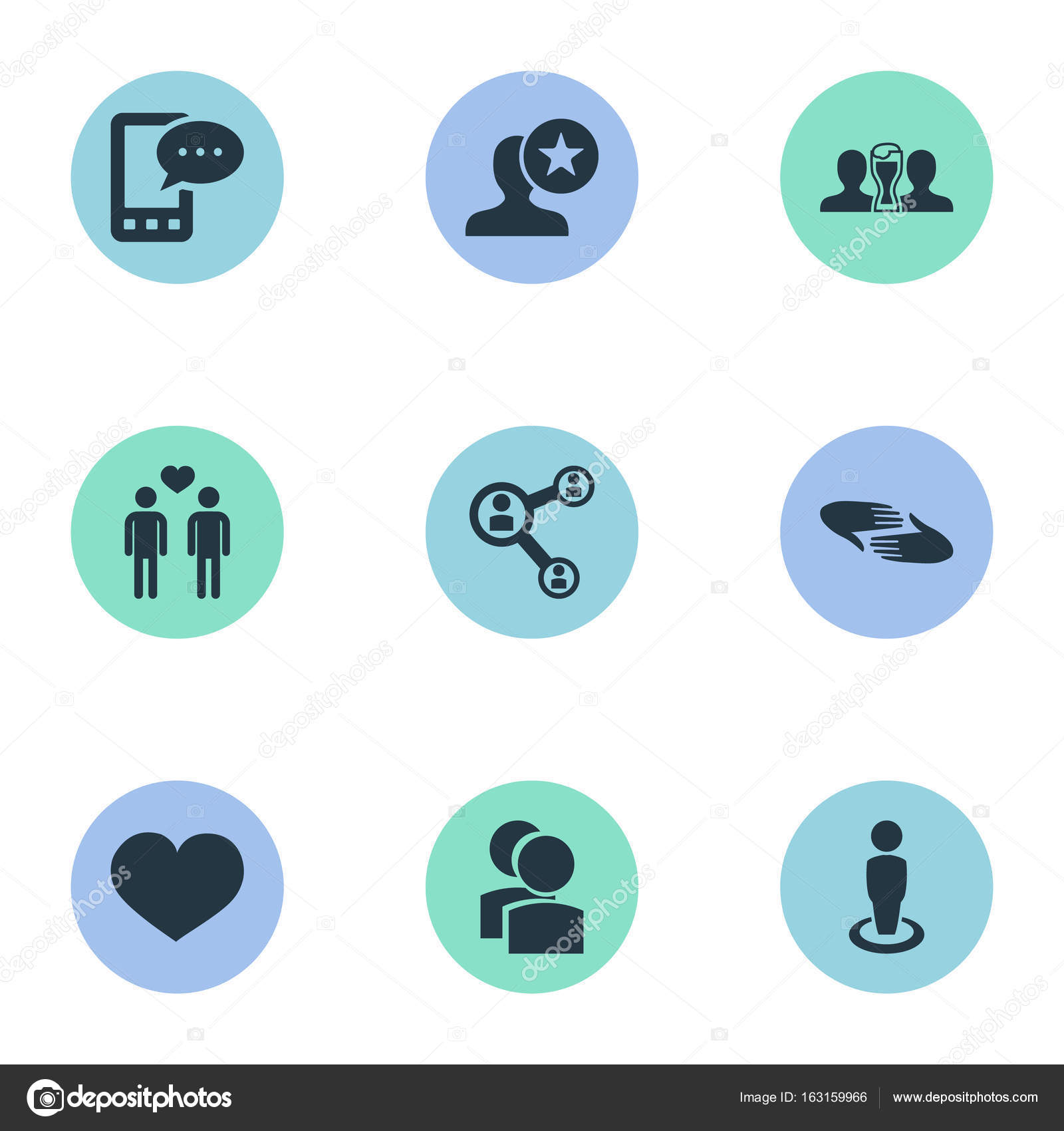 Vector Illustration Set Of Simple Buddies Icons. Elements Lover 