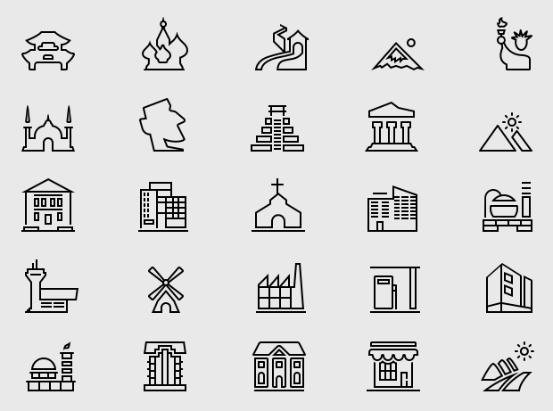 Free Building  Landmark Icons (50 Icons) #freeicons #vectoricons 