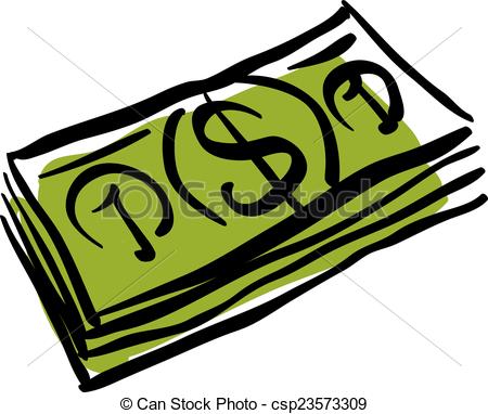 Vector green money packet icon, hand drawn bundle of money. vector 