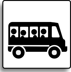 School bus icon. black background with white. vector vector 