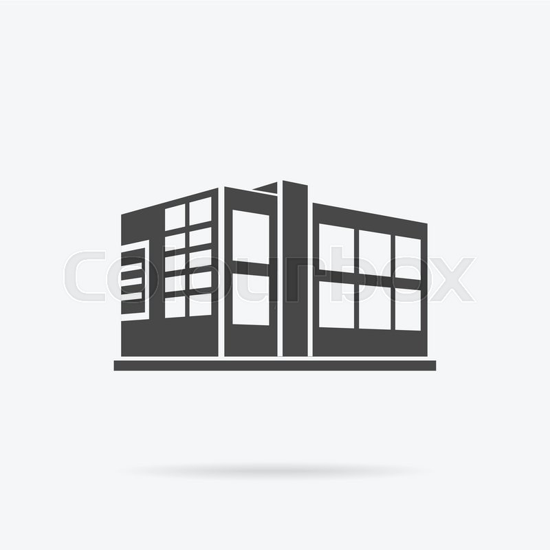 Business team standing near building black icon Vector Image