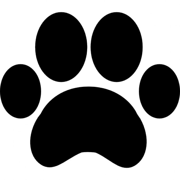 Dog or cat paw print flat icon for animal apps and websites 