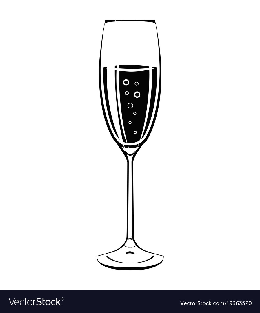 Champagne Glass Blk  Whte Clip Art at  - vector clip art 