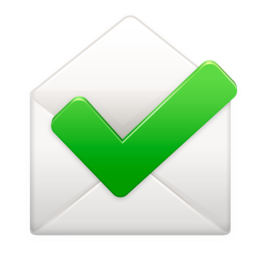 Check message icon. Email symbol with green checked icon Stock 
