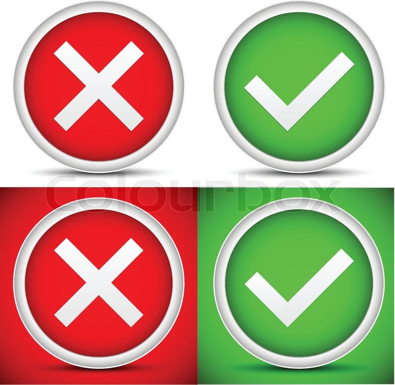 Set Green Red Check Mark Icons Stock Vector 572427259 - 