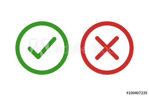 Green checkmark OK and red X icons Royalty Free Vector Image