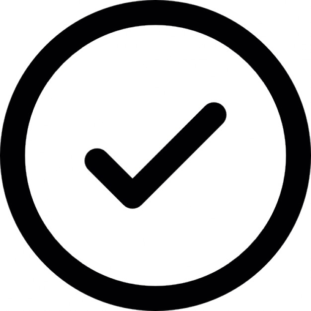 Green check mark icon in a grey outlined box. Green tick symbol 