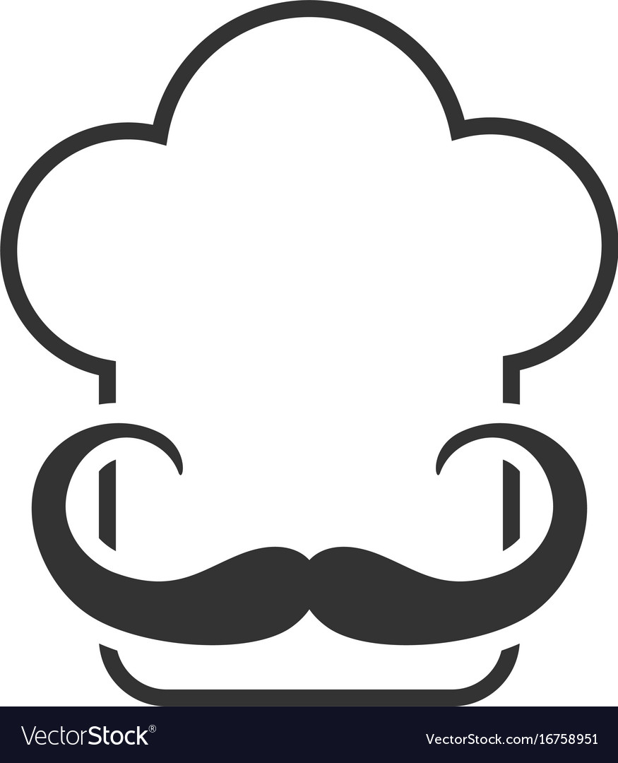 Round food icon with chef hat and kitchen utensil silhouette 