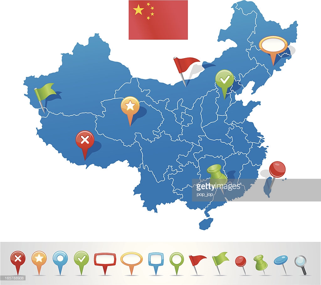 China Map Icon Flat Design Long Shadow Vector Art | Getty Images