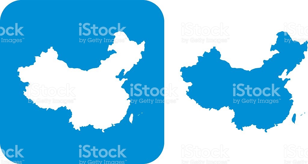 Peoples Republic of China isolated maps and official flag icon 