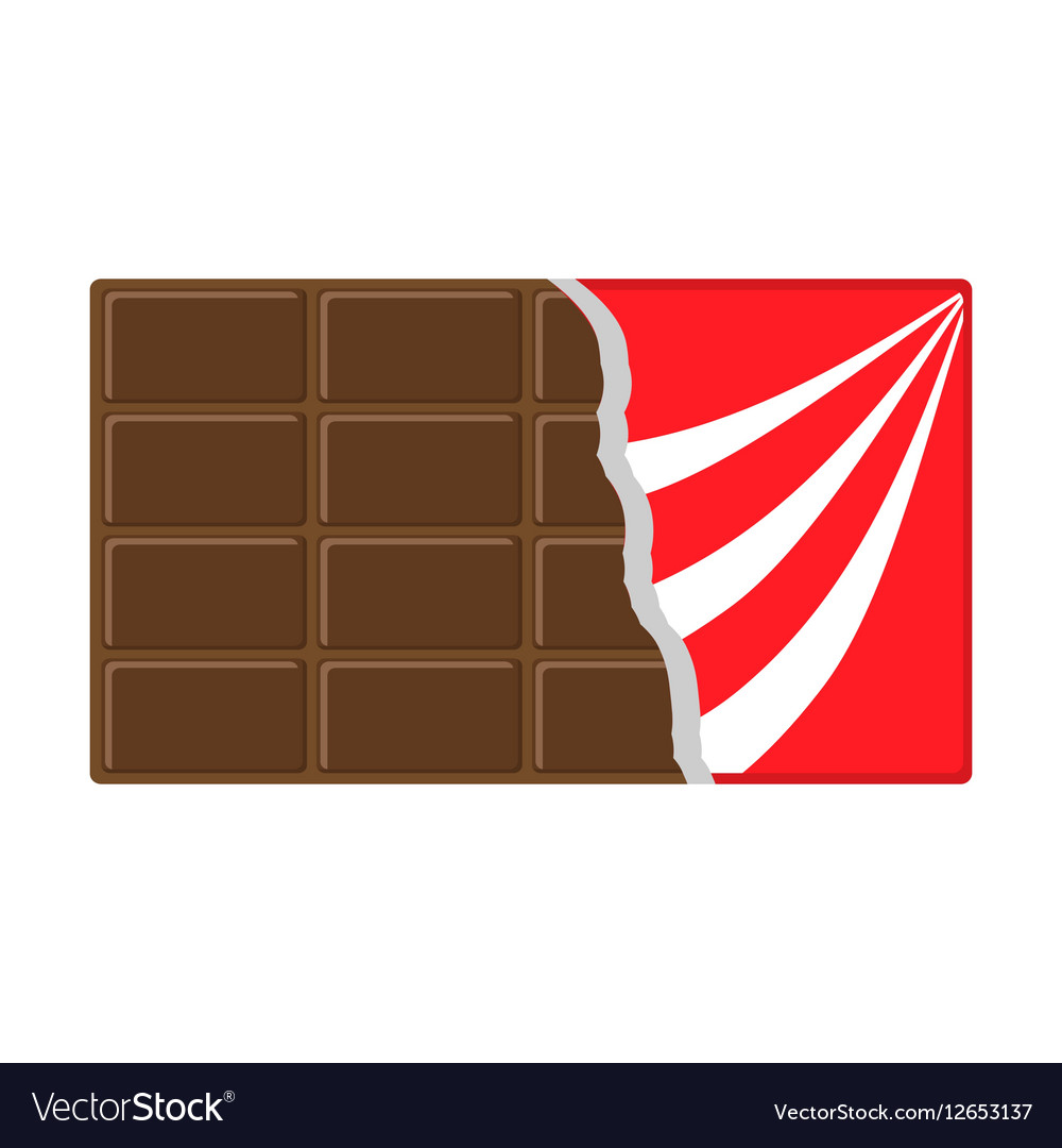 Chocolate bar icon Opened red wrapping paper foil Vector Image