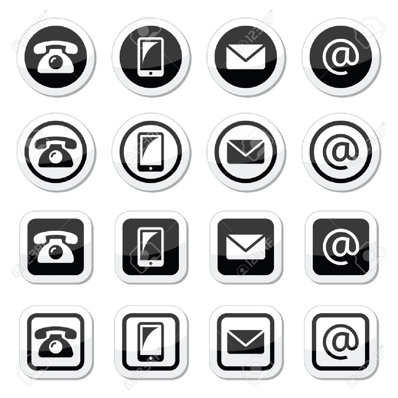 Email Icon Vector Set In Flat Style Isolated On A Color Circle 