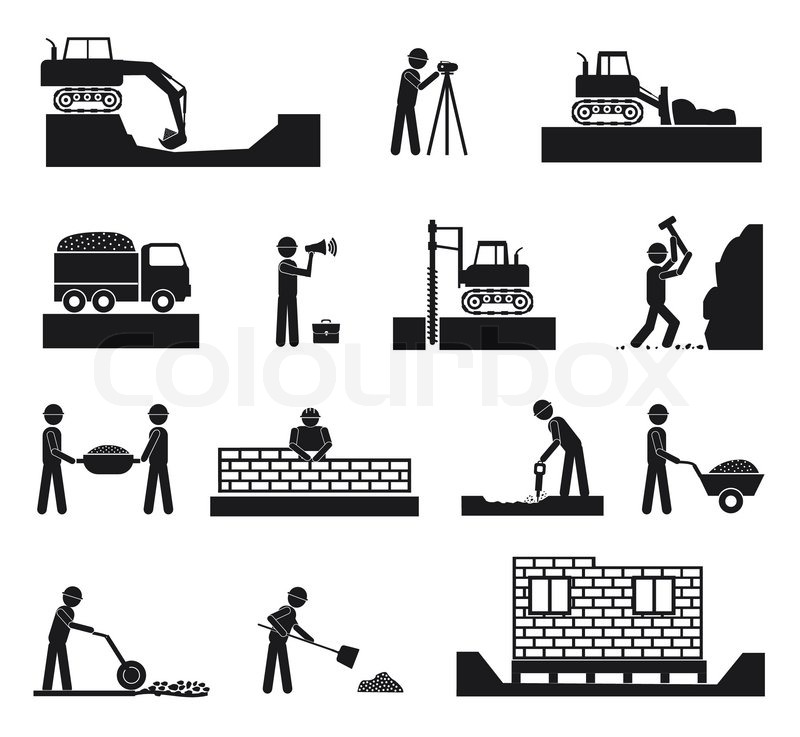 Under Construction Icons, Civil Engineering Royalty Free Cliparts 