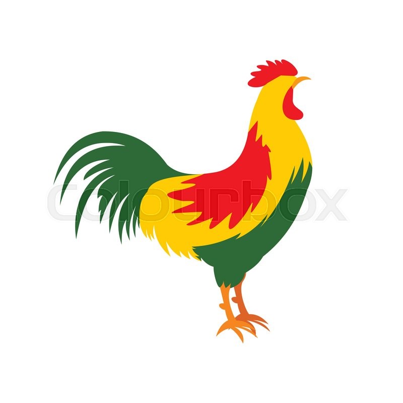 Rooster and cock. Flat design style vector illustrations set of 