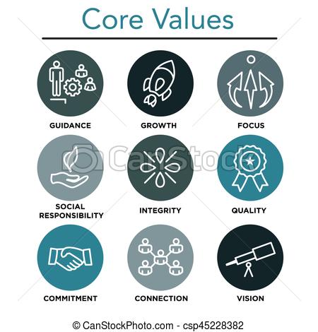 Company core values outline icons for websites or vector 