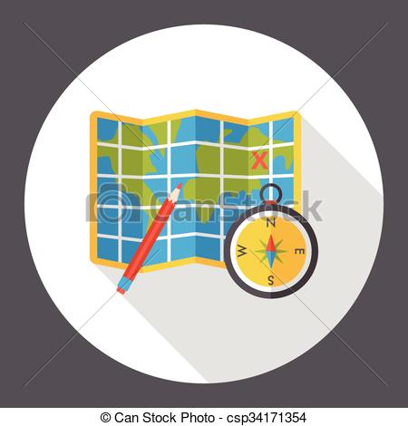 Compass map marker framed icon Royalty Free Vector Image