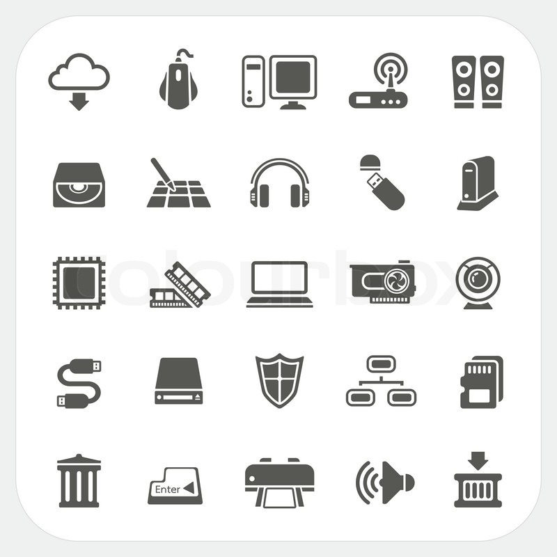 Computer Hardware Icons - PC Components Royalty Free Vector Clip 